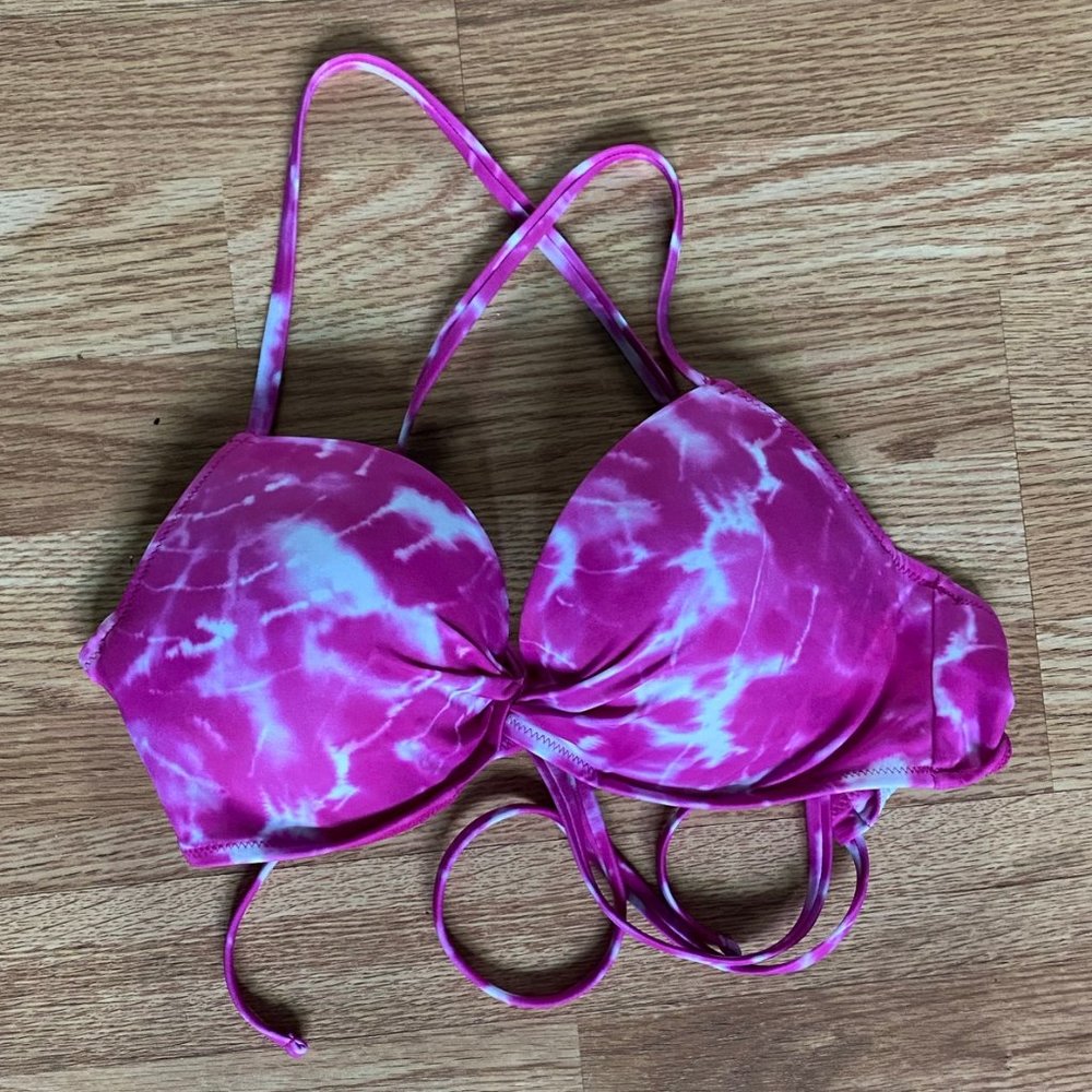 Pink Tie Dye Cupped Bikini Top